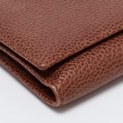 Pre Owned CH Carolina Herrera Brown Monogram Leather Flap Continental Wallet
