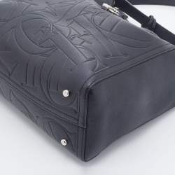 Pre Owned CH Carolina Herrera Black Monogram Leather Hobo