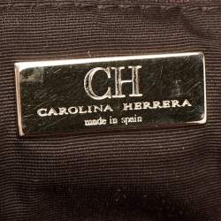 Pre Owned CH Carolina Herrera Tan Pebbled Leather Side Pocket Hobo