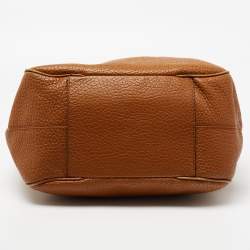 Pre Owned CH Carolina Herrera Tan Pebbled Leather Side Pocket Hobo