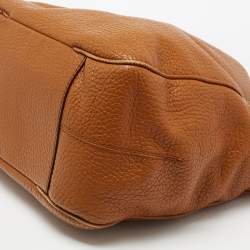Pre Owned CH Carolina Herrera Tan Pebbled Leather Side Pocket Hobo