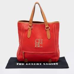 Pre Owned حقيبة يد توتس سي أتش كارولينا هيريرا جلد أحمر 