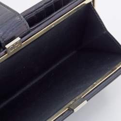 CH Carolina Herrera Black Leather French Continental Wallet
