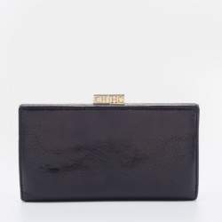 CH Carolina Herrera Black Leather French Continental Wallet