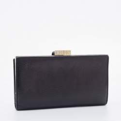 CH Carolina Herrera Black Leather French Continental Wallet