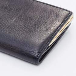 CH Carolina Herrera Black Leather French Continental Wallet
