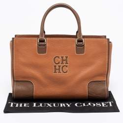 مملوكة مسبقًا CH Carolina Herrera Brown Leather Front Logo Tote