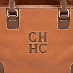 مملوكة مسبقًا CH Carolina Herrera Brown Leather Front Logo Tote