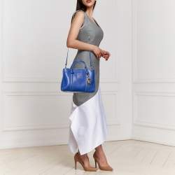 Pre Owned CH Carolina Herrera Blue Leather Matteo Tote