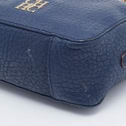 Pre Owned حقيبة كتف سي أتش كارولينا هيريرا كاميرا جلد مثقب أزرق كحلي بشراشيب