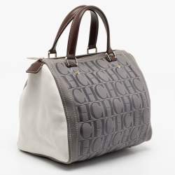 Pre Owned CH Carolina Herrera Tricolor Monogram Embossed Leather Andy Boston Bag