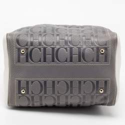 Pre Owned CH Carolina Herrera Tricolor Monogram Embossed Leather Andy Boston Bag