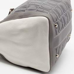 Pre Owned CH Carolina Herrera Tricolor Monogram Embossed Leather Andy Boston Bag