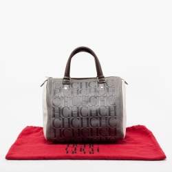 Pre Owned CH Carolina Herrera Tricolor Monogram Embossed Leather Andy Boston Bag
