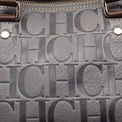 Pre Owned CH Carolina Herrera Tricolor Monogram Embossed Leather Andy Boston Bag
