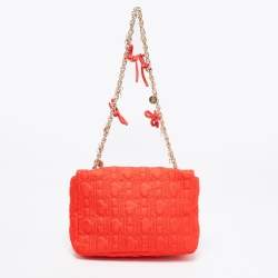 Pre Owned حقيبة سي إتش كارولينا هيريرا باغيت نايلون مطرز بالشعار برتقالي