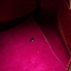 Pre Owned CH Carolina Herrera Pink Monogram Embossed Suede And Leather Andy Boston Bag