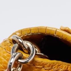 Pre Owned CH Carolina Herrera Yellow Leather Minuetto Flap Top Handle Bag