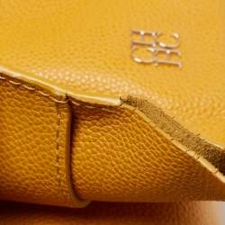 Pre Owned CH Carolina Herrera Yellow Leather Minuetto Flap Top Handle Bag
