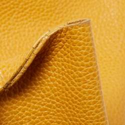 Pre Owned CH Carolina Herrera Yellow Leather Minuetto Flap Top Handle Bag