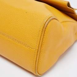 Pre Owned CH Carolina Herrera Yellow Leather Minuetto Flap Top Handle Bag