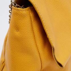 Pre Owned CH Carolina Herrera Yellow Leather Minuetto Flap Top Handle Bag