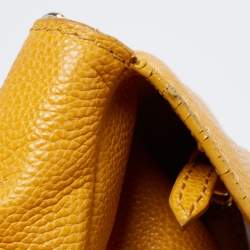 Pre Owned CH Carolina Herrera Yellow Leather Minuetto Flap Top Handle Bag