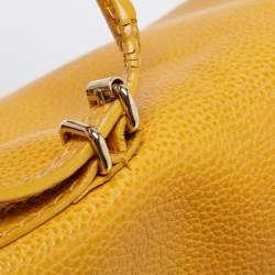 Pre Owned CH Carolina Herrera Yellow Leather Minuetto Flap Top Handle Bag