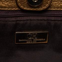 Pre Owned حقيبة يد سي أتش كارولينا هيريرا أودري  جلد منقوش مونوغرامي ذهبي 