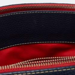 Pre Owned CH Carolina Herrera Navy Blue Leather Matteo Tote