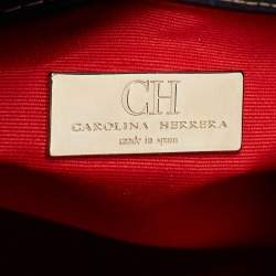 Pre Owned CH Carolina Herrera Navy Blue Leather Matteo Tote