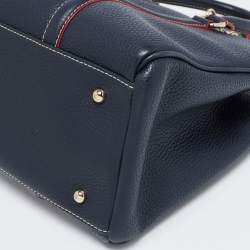 Pre Owned CH Carolina Herrera Navy Blue Leather Matteo Tote
