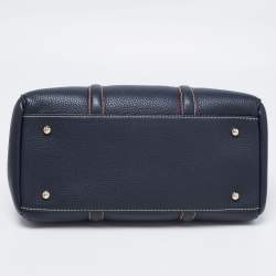 Pre Owned CH Carolina Herrera Navy Blue Leather Matteo Tote
