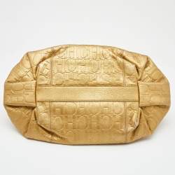 Pre Owned حقيبة يد توتس سي إتش كارولينا هيريرا جلد منقوش مونوغرامي ذهبي بيد بسلسلة