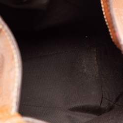 Pre Owned CH Carolina Herrera Brown Monogram Embossed Leather Matryoshka Tote