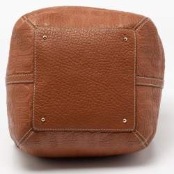 Pre Owned CH Carolina Herrera Brown Monogram Embossed Leather Matryoshka Tote