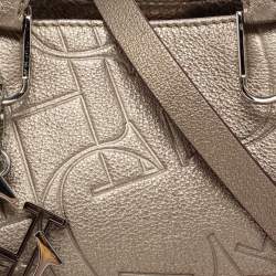 Pre Owned CH Carolina Herrera Metallic Embossed Leather Charm Tote
