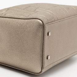 Pre Owned CH Carolina Herrera Metallic Embossed Leather Charm Tote