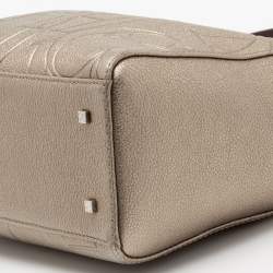 Pre Owned CH Carolina Herrera Metallic Embossed Leather Charm Tote