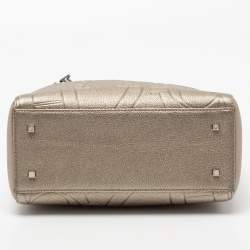 Pre Owned CH Carolina Herrera Metallic Embossed Leather Charm Tote