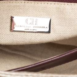 Pre Owned CH Carolina Herrera Metallic Embossed Leather Charm Tote