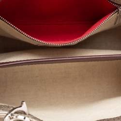 Pre Owned CH Carolina Herrera Metallic Embossed Leather Charm Tote