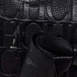 Pre Owned CH Carolina Herrera Black Monogram Embossed Leather Mini Audrey Shoulder Bag