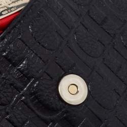 Pre Owned CH Carolina Herrera Black Monogram Embossed Leather Mini Audrey Shoulder Bag