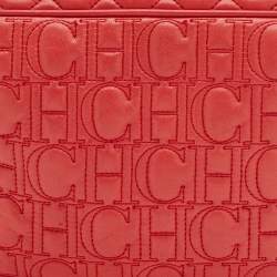 Pre Owned حقيبة كتف سي إتش كارولينا هيريرا جلد مبطن أحمر بسلسلة