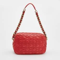 Pre Owned حقيبة كتف سي إتش كارولينا هيريرا جلد مبطن أحمر بسلسلة