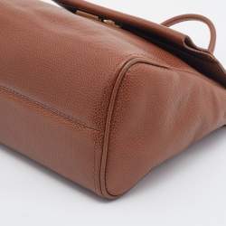 Pre Owned CH Carolina Herrera Brown Leather Minueto Flap Bag