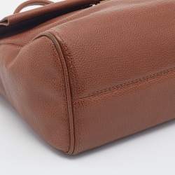 Pre Owned CH Carolina Herrera Brown Leather Minueto Flap Bag