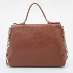 Pre Owned CH Carolina Herrera Brown Leather Minueto Flap Bag