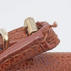 Pre Owned CH Carolina Herrera Brown Leather Minueto Flap Bag